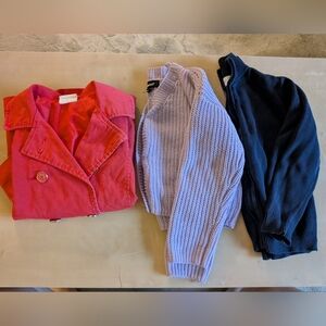 Lot Of 3 Kids Jacket & Sweaters - Red, Purple, Navy